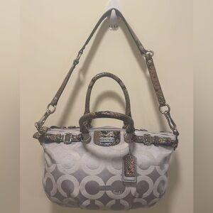 Coach Madison Sophia Op Art  Satchel  with a snakeskin leather trim orig hangtag